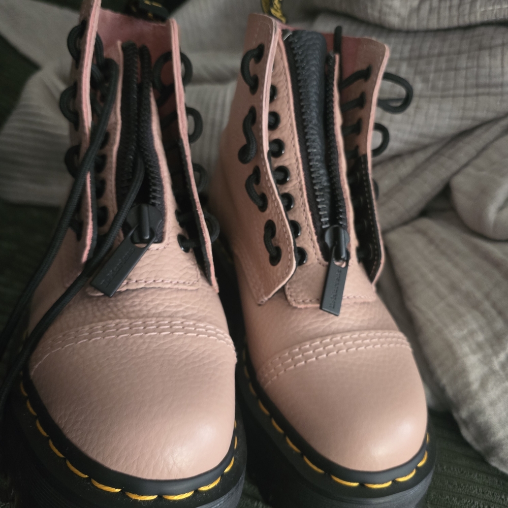 Dr. Martens Pink Ankle Boots with Black Accents
